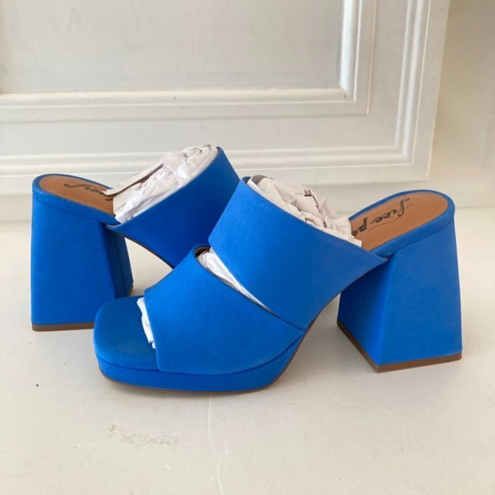 Free People Blue Platform Heels
